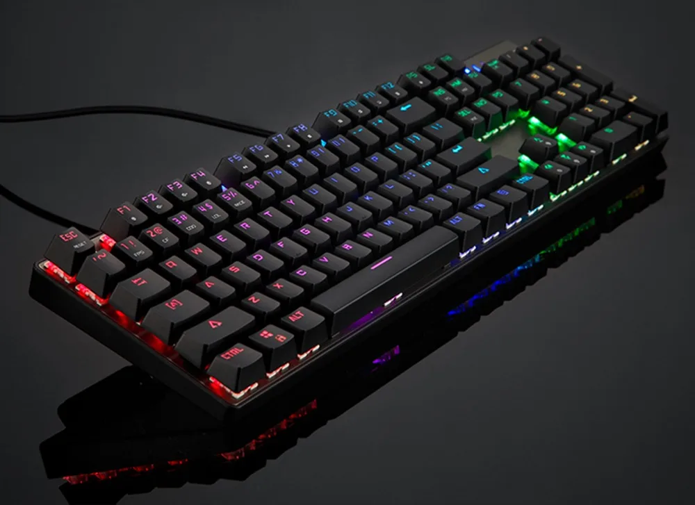 Motospeed CK104 игровая механическая клавиатура Русский Английский красный переключатель синий металлический проводной светодиодный с подсветкой RGB анти-привидение для геймера