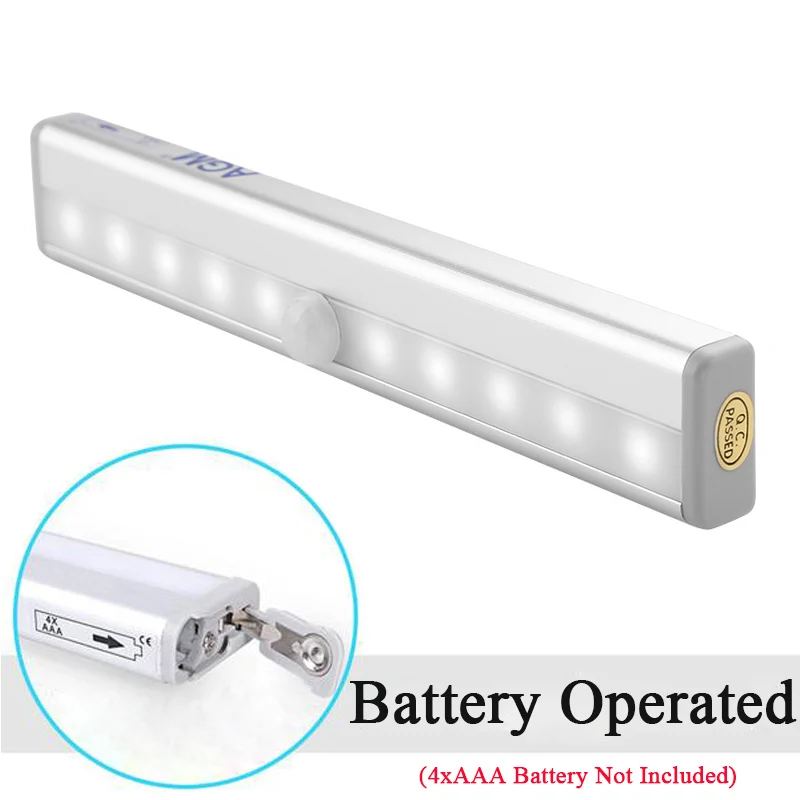 10 LED свет шкафа датчик движения Активированный Ночной беспроводной шкаф ИК