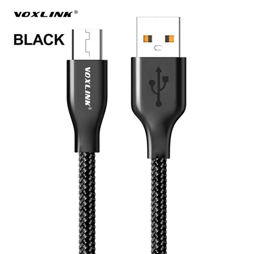 Black VOXLINK Micro USB кабель для samsung S6 S7, быстрая зарядка, синхронизация данных, зарядный кабель для huawei, htc, Android, мобильный телефон, USB кабели - Цвет: Black