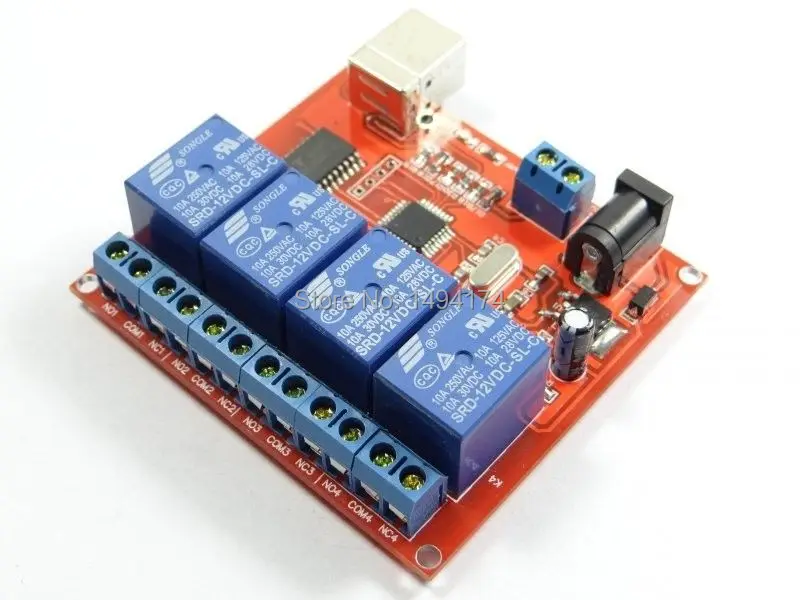 WQScosea Q8S 14 DC USB 12 В 4 Канальный Релейный Модуль ULN2803 верхний программируемый