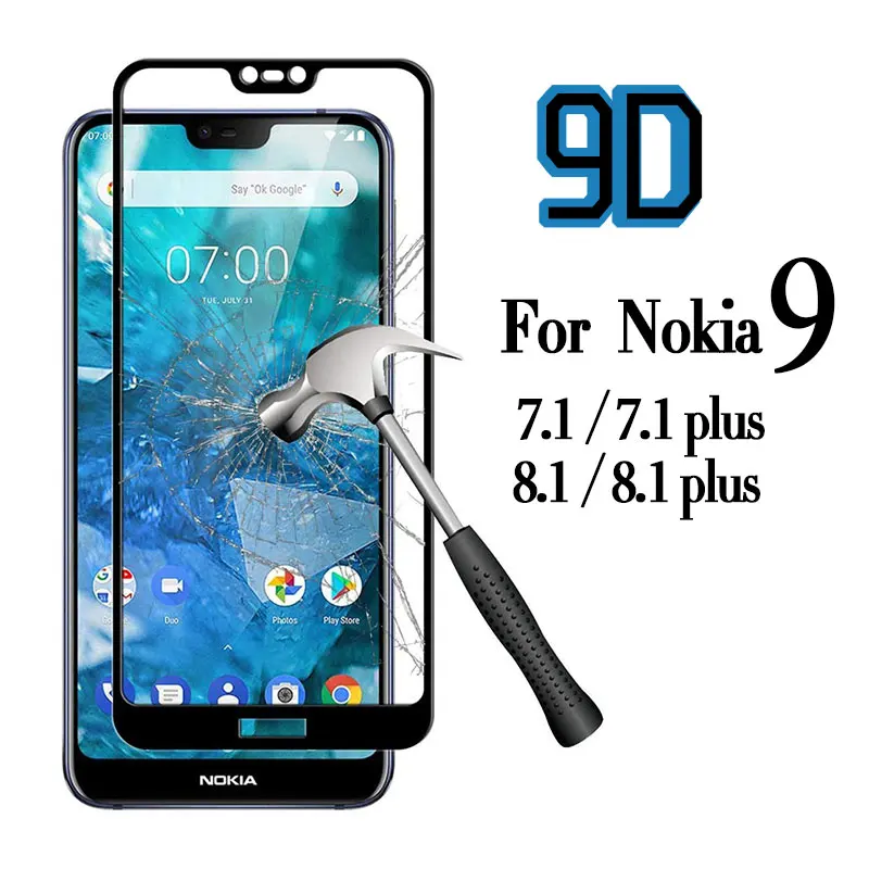 9D закаленное стекло для nokia 8 1 протектор экрана 9 7 plus 7x защитная пленка Полное
