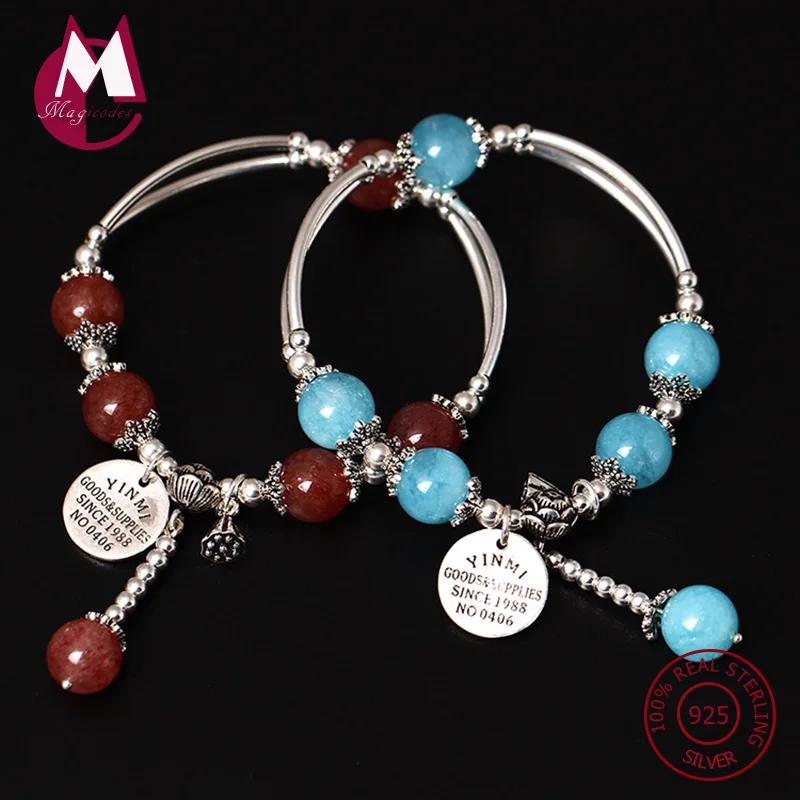 Женский браслет из серебра 925 пробы с бусинами натурального камня|bracelets for|bracelets for