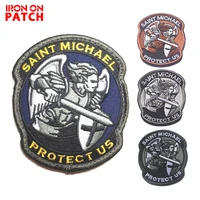 saint michael protect us patch saint michael tactical combat 3d embroidered badge for cap applique military armband patch