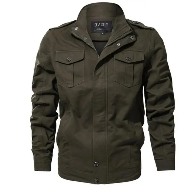 Army Green 4 Мужская куртка в стиле милитари размера плюс M-6XL, осенне-зимняя хлопковая куртка-пилот, мужская куртка-бомбер - Цвет: Army Green 4