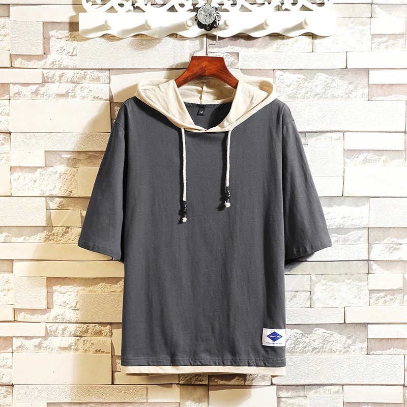 Classic Men's Clothing Tops& Tees T-Shirts Plus Asian Sizes M-4XL 5XL Summer Short Sleeves Brand With Hooded Tshirt