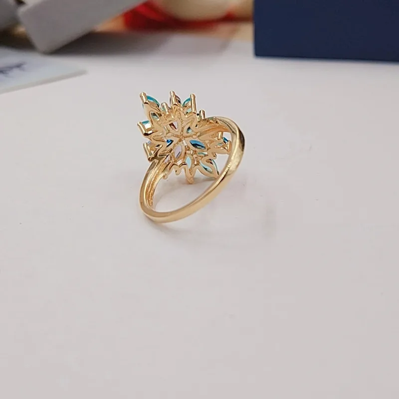Роскошные вечерние кольца с разноцветными кристаллами и кубическим цирконием, женский большой цветок, металлическое кольцо с цирконием SZ 6-10