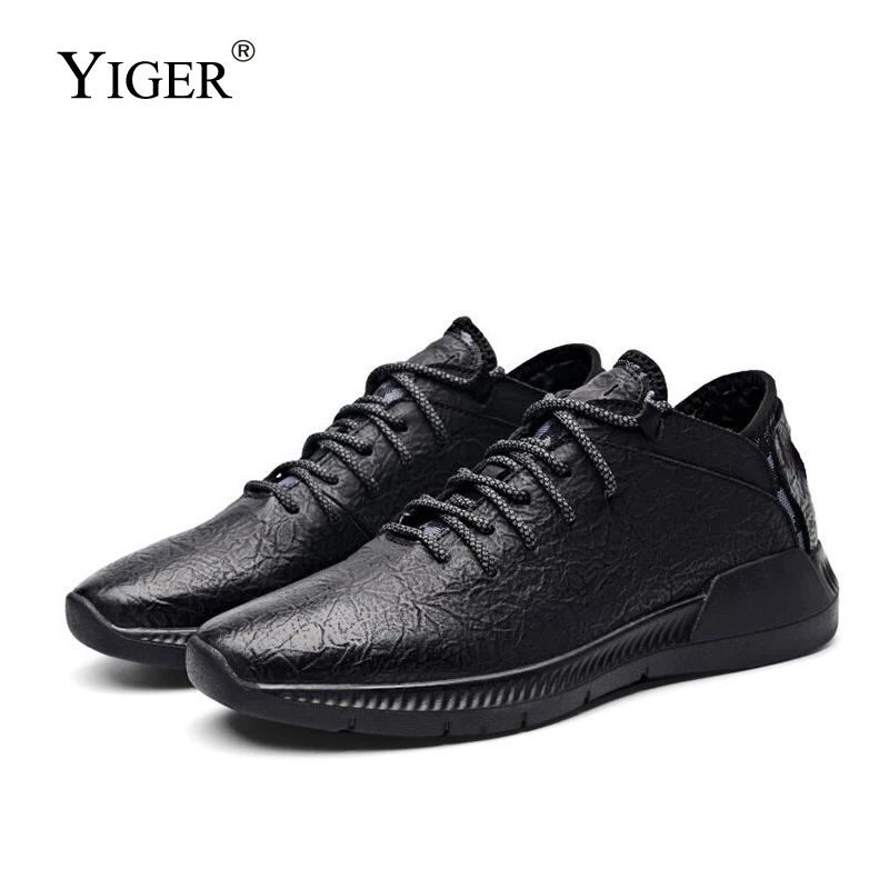 Мужские спортивные туфли YIGER натуральная кожа Повседневные слипоны бычья