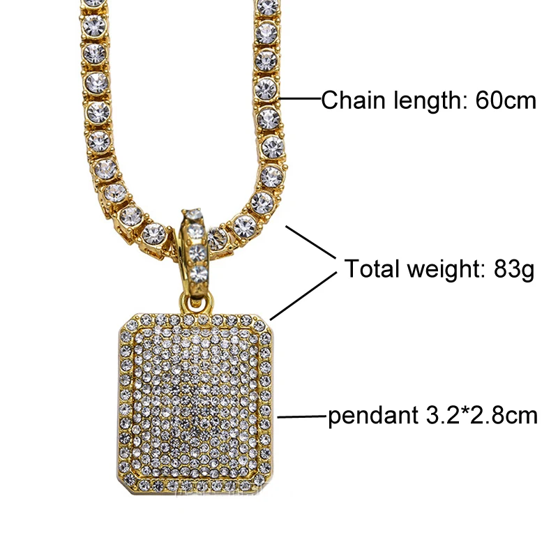 Bling мужские хип-хоп ледяной из 5 мм 1 ряд искусственные бриллианты цепи ожерелья