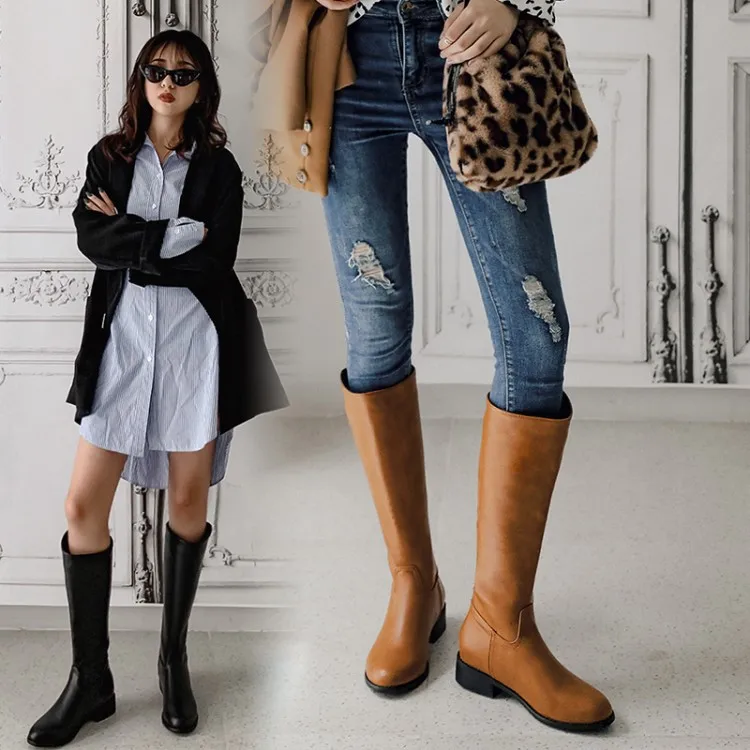 2019 зимние женские сапоги высокие ботинки модная обувь с перфорацией типа броги