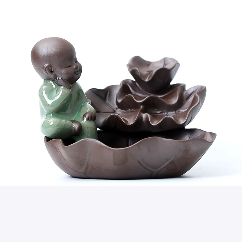 Прекрасный Joss фигурка монаха Керамика фарфор Ладан плита держатель горелки печи