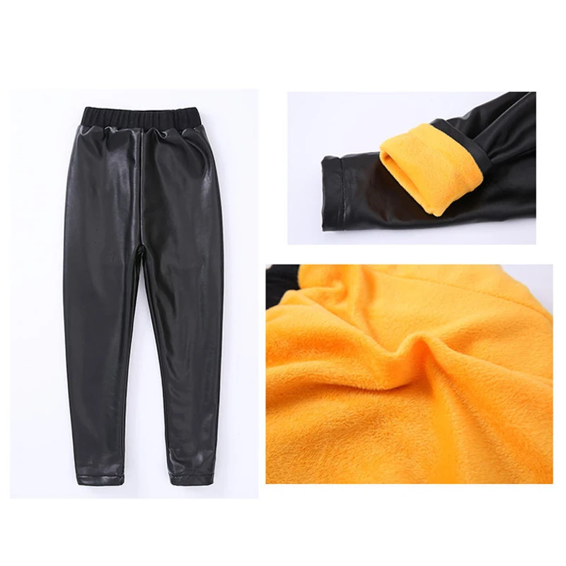 pants black Милый плотный теплый длинный жилет из искусственного меха для девочек, жилет для детей 3-10 лет, детские пальто без рукавов для девочек, модный детский жилет - Цвет: pants black