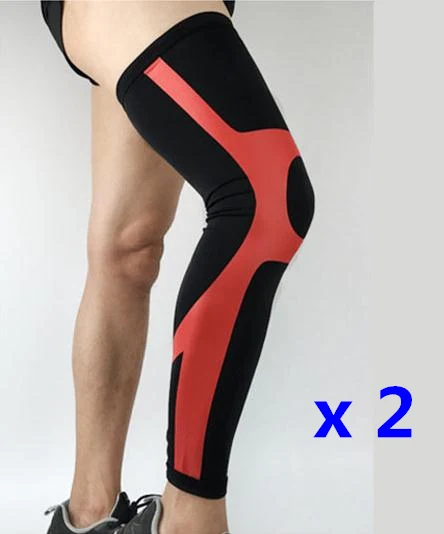 1 pair Black Red Высокоэластичная лайкра, баскетбольные Компрессионные Рукава, спортивные защитные наколенники для бега, велосипедные гетры, наколенники - Цвет: 1 pair Black Red