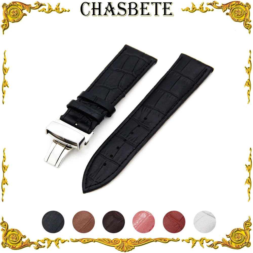 Ремешок кожаный для Suunto Core мужской и женский браслет с петлей черный белый