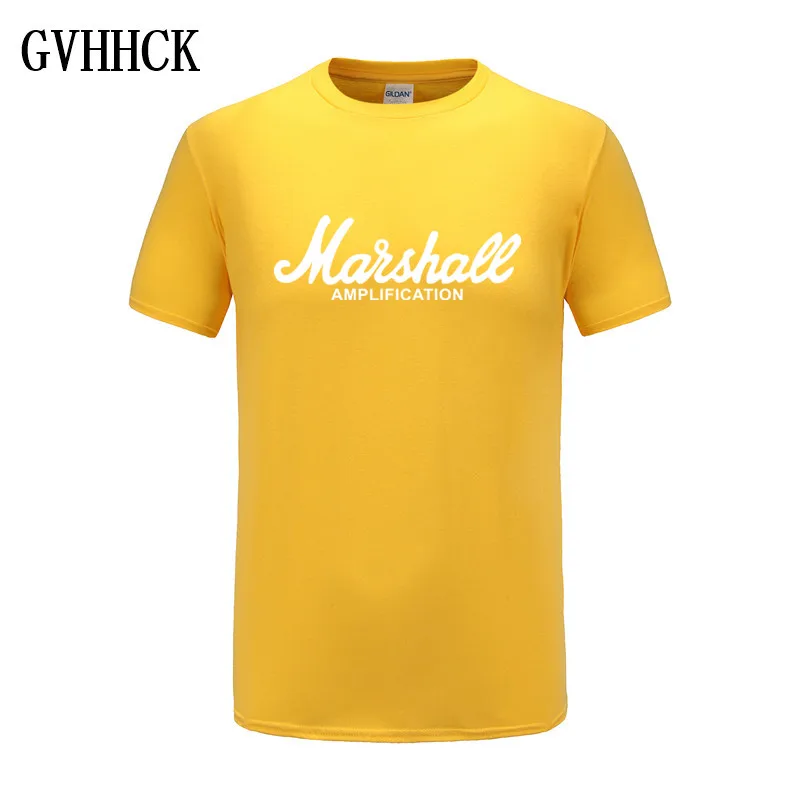 yellow Новая футболка Marshall с логотипом Amps Amplification Guitar Hero Хард Рок кафе музыка Муза топы футболки для мужчин модные футболки - Цвет: yellow