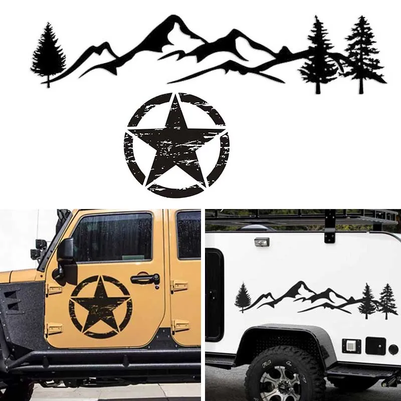 2019 Автомобильная наклейка звезда дерево Гора универсальная без выцветания