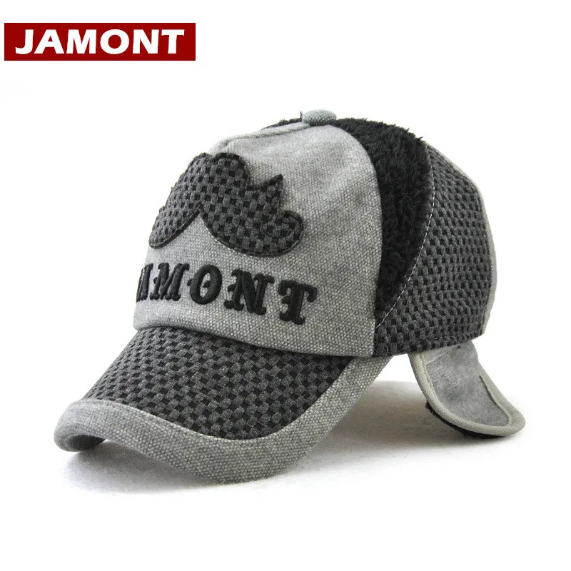 [JAMONT] ветрозащитная зимняя детская шапка теплая Snapback бейсбольная Кепка из хлопка