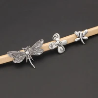 5pcs antique silver color dragonfly slider spacers for 106mm licorice leather cord bracelet jewelry making accessories making