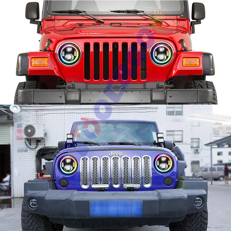 Налобный фонарь для Lada 4x4 urban Niva 7 дюймовый полнофункциональный RGB Halo Angel Eyes