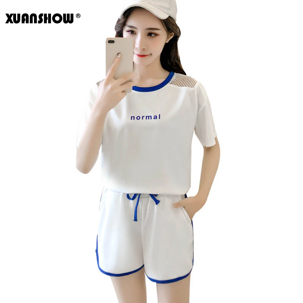 XUANSHOW 2019 Лето Для женщин Двойка комплект в полоску нормальный Письма печати