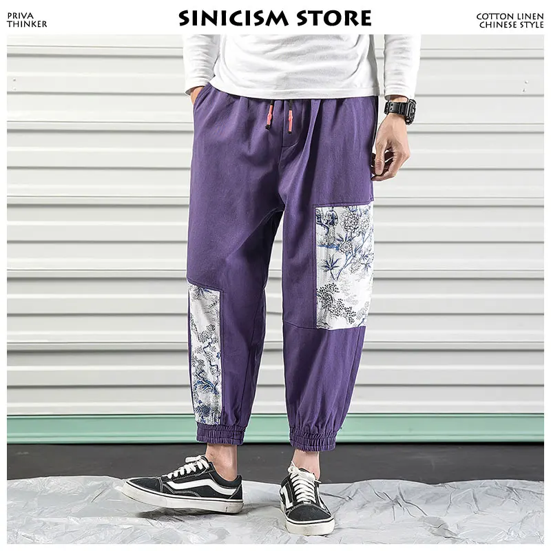 Sinicism Store лоскутные шаровары мужские s джоггеры брюки 2018 Chinsese Стиль тренировочные