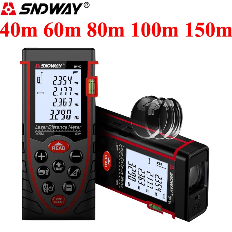Портативный лазерный дальномер SNDWAY 40 м 60 80 150 измерительная лента инструмент для