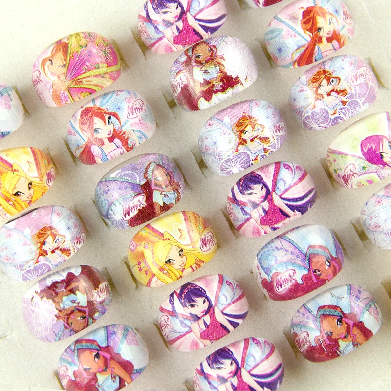 Оптовая продажа 10 шт. милые детские кольца с героями мультфильмов для девочек