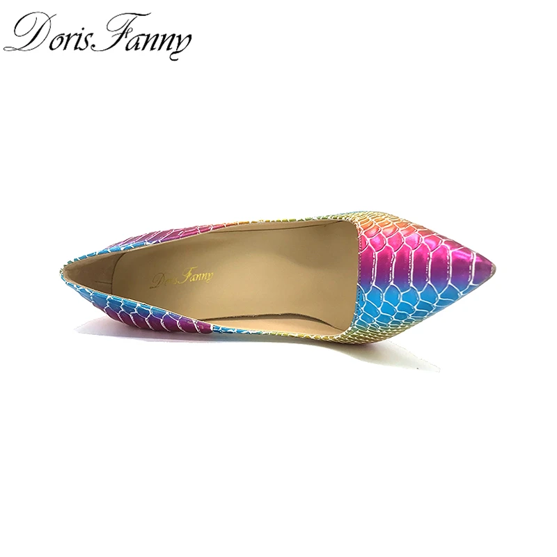 DorisFanny/красочная змея Дизайнерская женская обувь на высоком каблуке 2018 без