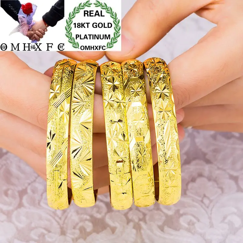 

OMHXFC Wholesale European Fashion Woman Girl Party Wedding Gift Full Stars 18KT Gold Bangles Bracelets BE01