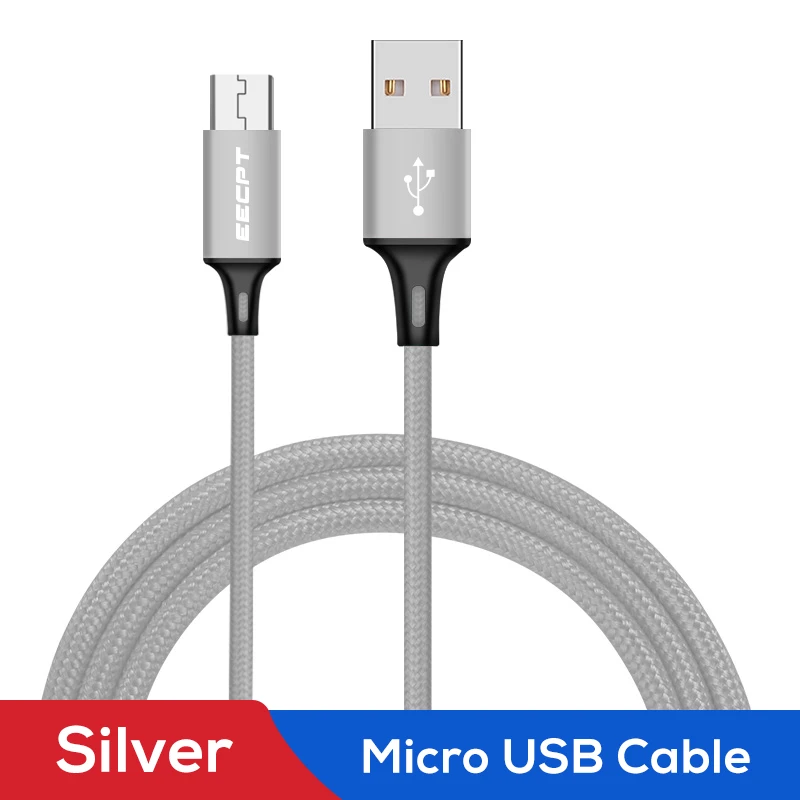 Кабель Micro USB EECPT для быстрой зарядки провод для передачи данных провод для зарядного устройства для samsung S7 Xiaomi планшет Android адаптер Micro USB - Цвет: Silver
