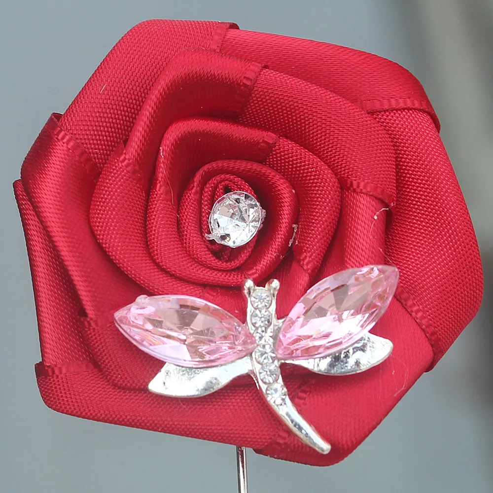 Изготовленный на заказ цвет красного вина атласный цветок Свадебный корсаж