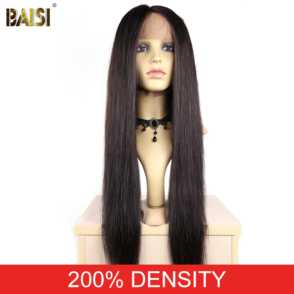 Фото BAISI волосы бразильские Кружева передние парики прямые с предварительно