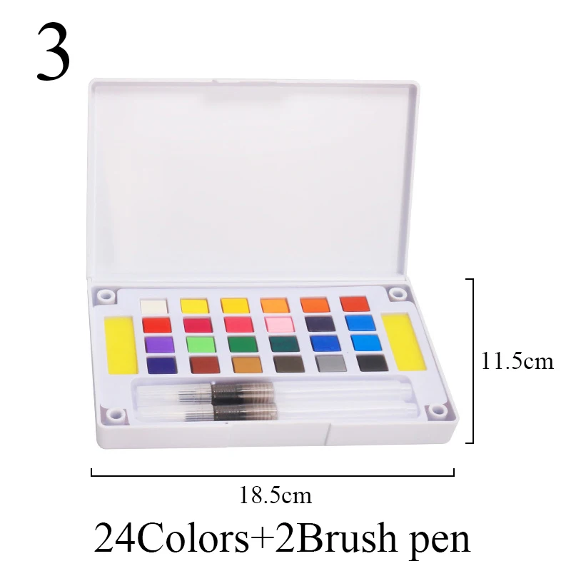 24colors Bolunsi 12/18/24/36 Цвета твердый пигмент набор красок воды Цвет с Кисть Акварельная ручка для художественные принадлежности - Цвет: 24colors