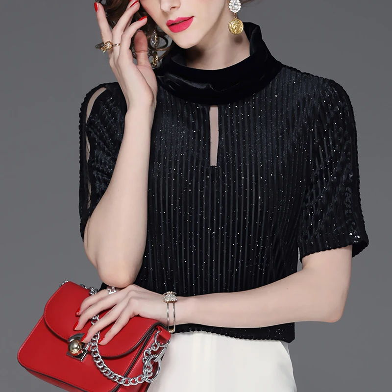 Высококачественные модные яркие шелковые футболки с коротким рукавом из