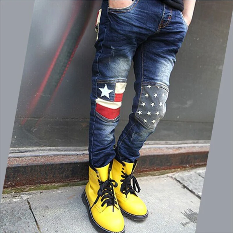 Autumn Spring Baby Boys Jeans Pants Kids Clothes Cotton Casual Children Trousers Teenager Denim Boys Clothes 4-15Year