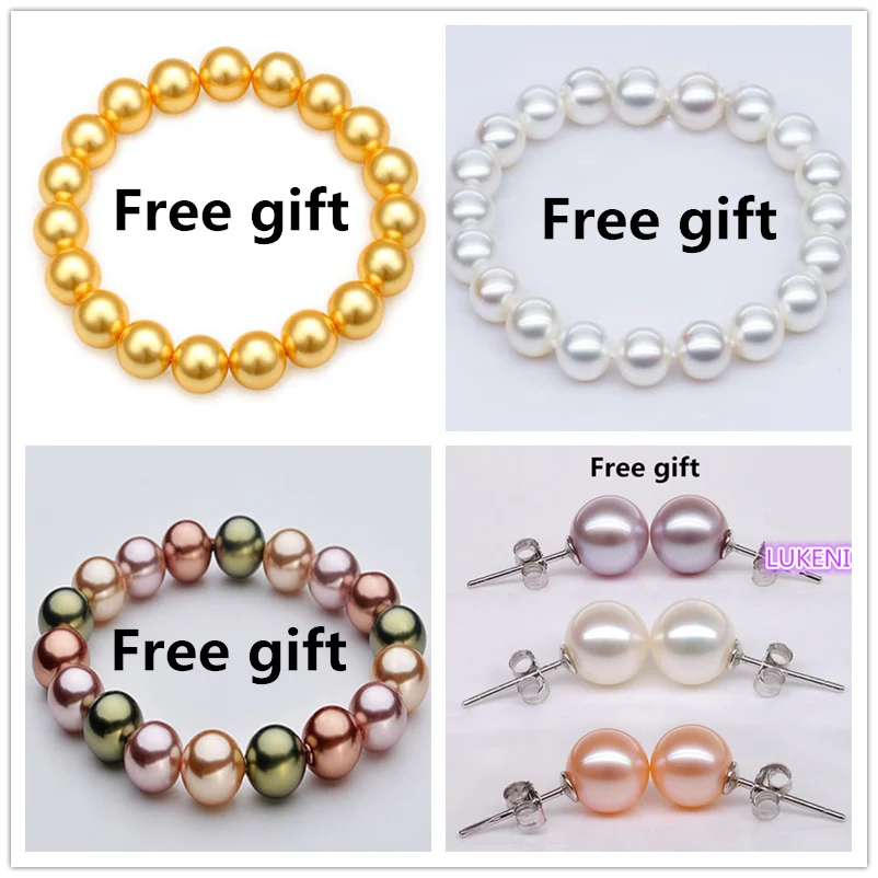 

High quality Perfect round Natural shell pearl necklace Fashion Necklace For women ree shipping