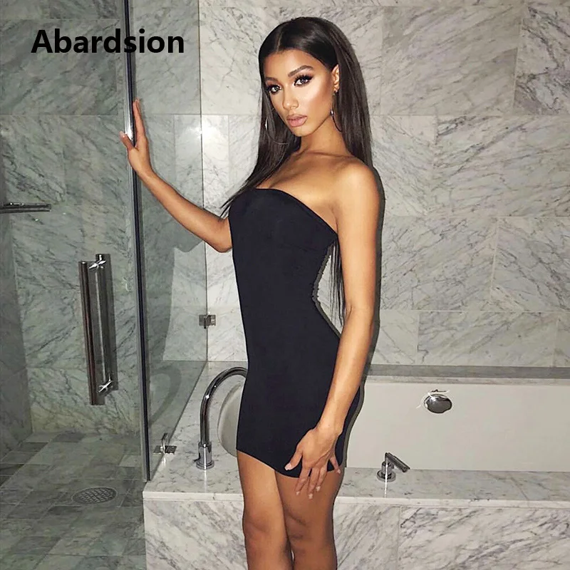 Женское вечернее платье без бретелек Abardsion облегающее мини рукавов с открытой