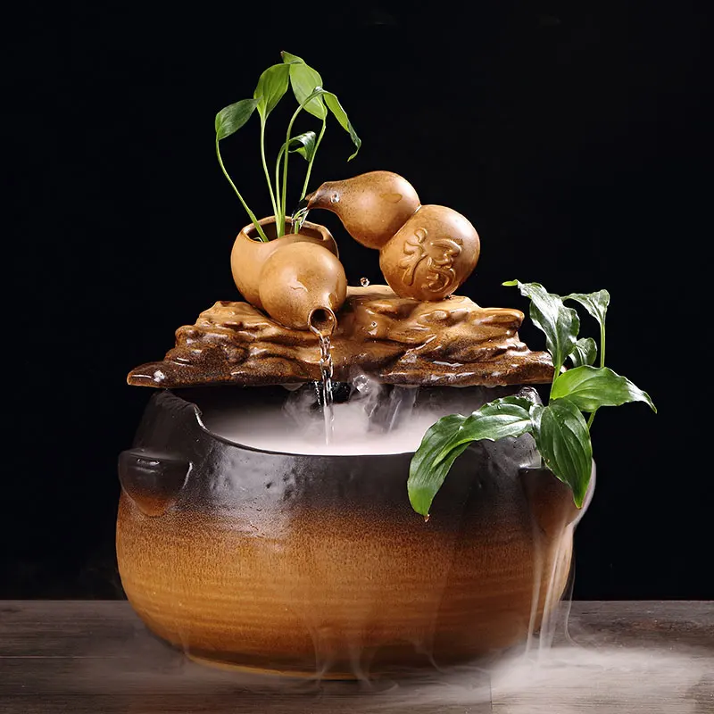 110/220 в винтажный керамический фонтан для воды Lucky Feng Shui украшение колеса