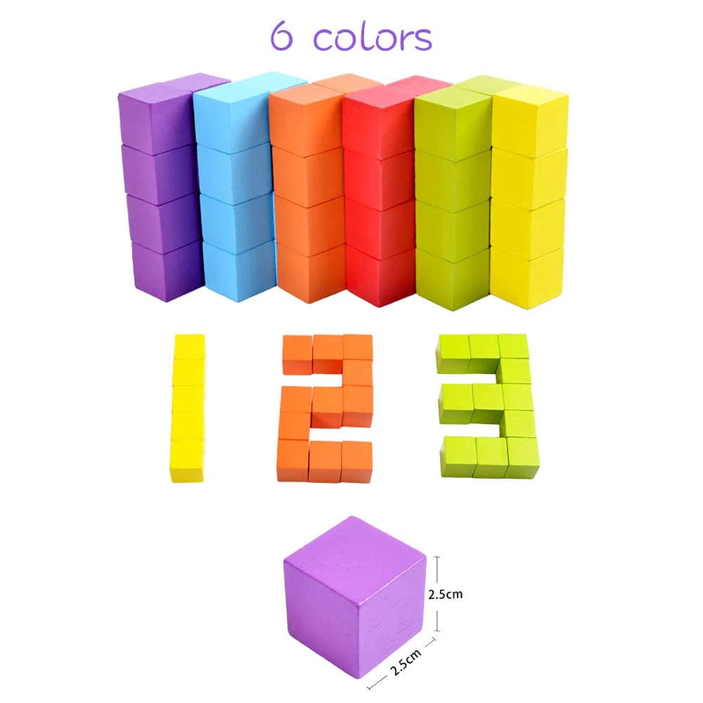 Likiq 100 шт. DIY красочные деревянные строительные cube деревянный блок куб кирпич