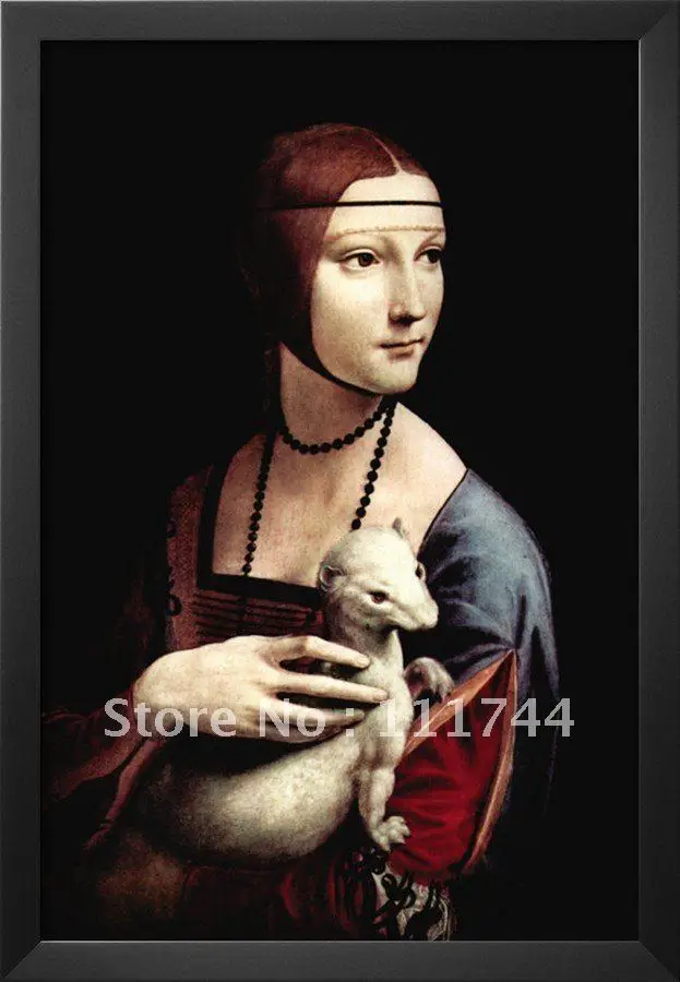 Знаменитый художественный портрет леди с Ermine от Leonardo Da Vinci живопись на холсте