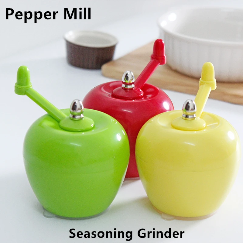 Creative Plastic Pepper Mill Fruit Apple Pear Shape Manually Rotary Grinder Seasoning Bottles Kitchen Tools Spice | Дом и сад