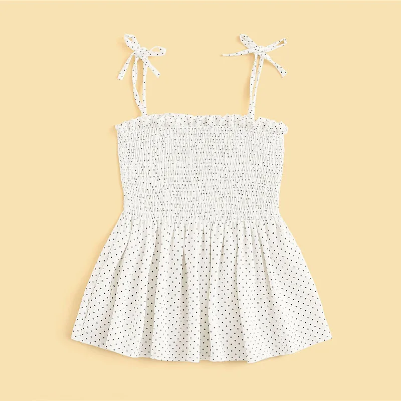 Dotfashion белый топ в горошек, короткий топ, лето, топы в стиле бохо для женщин, одежда, жилет для девушек, молодых основов, облегающий топик