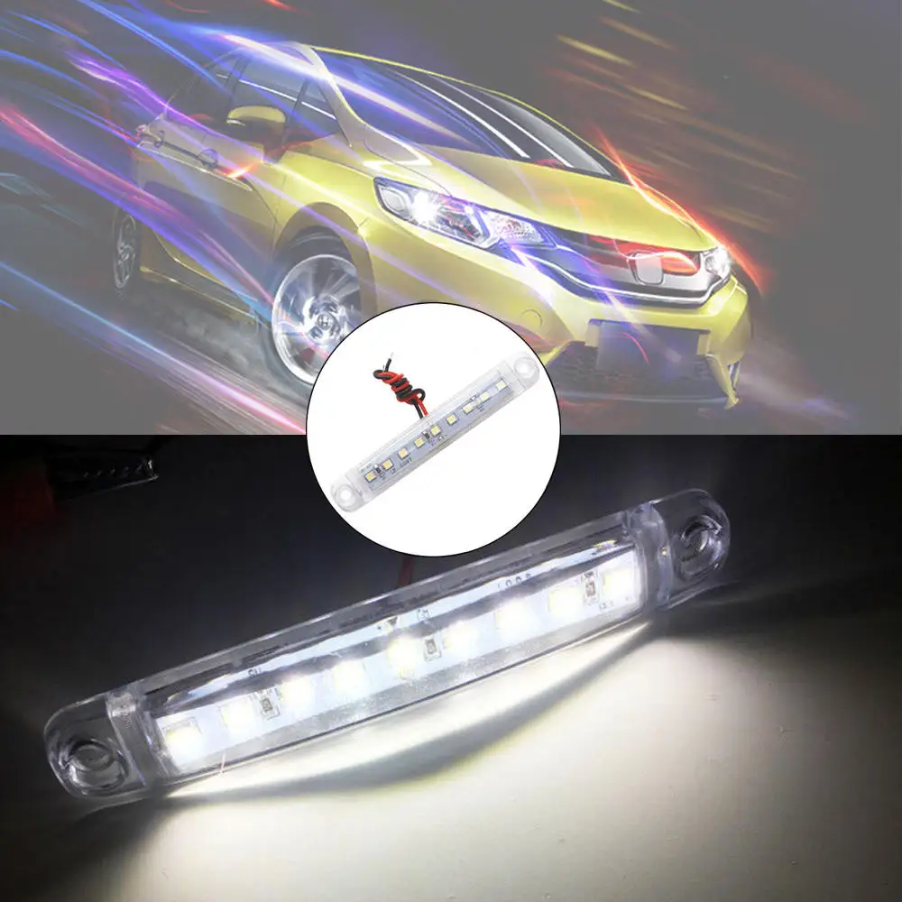 

10pcs White Car External Lights 24V 9 SMD LED Auto Car Bus Truck Wagons Side Marker Indicator Trailer Light Rear Side Lamp