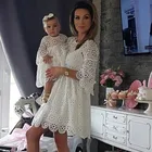Кружевное платье для мамы и дочки, с цветочным принтом