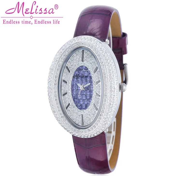 MELISSA Luxury Full Crystals Watches Vintage Palace Designer Women Jewelry Wrist watch Oval Quartz Reloj Feminino Montre F12022