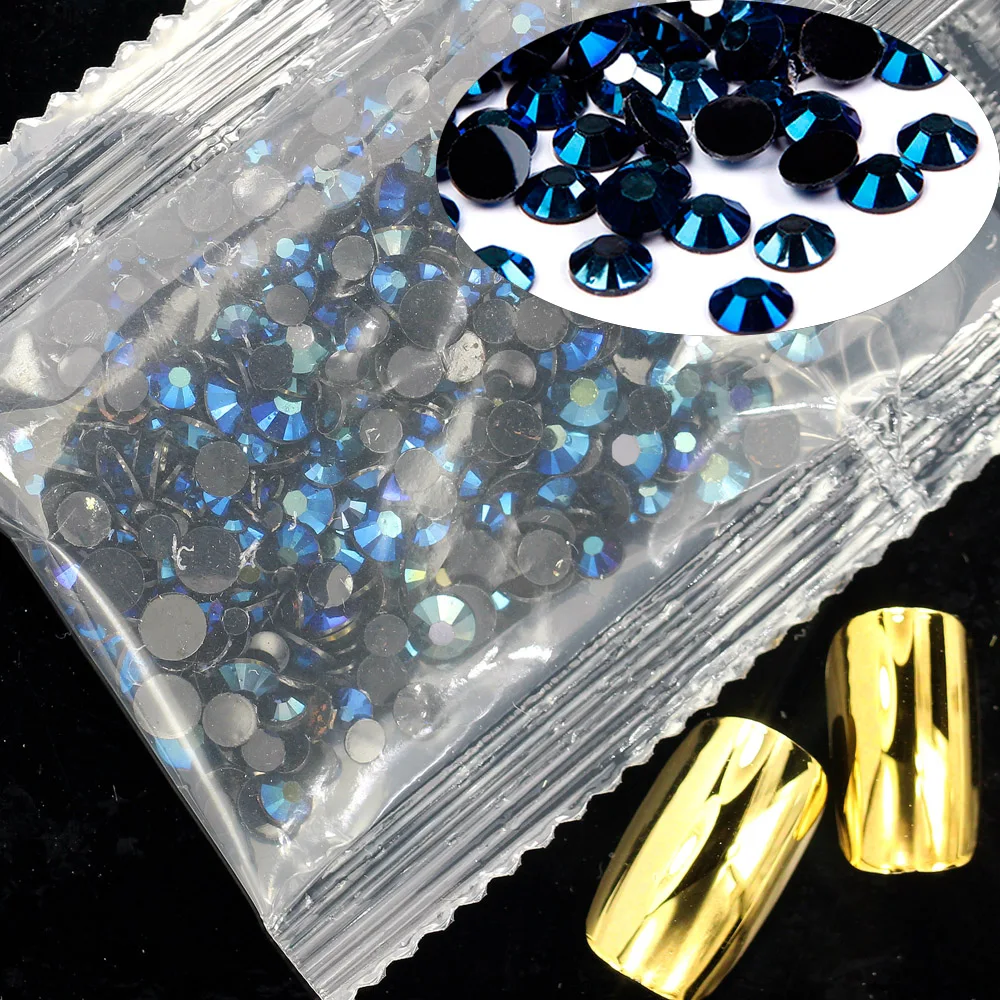25 NAVY BLUE AB 3D DIY Стразы для ногтей 1000 шт 2 3 4 5 мм смешанные размеры смолы Стразы округлые с плоской нижней поверхностью приклеено, без горячей фиксации камни аппликации для рукоделия - Цвет: 25 NAVY BLUE AB