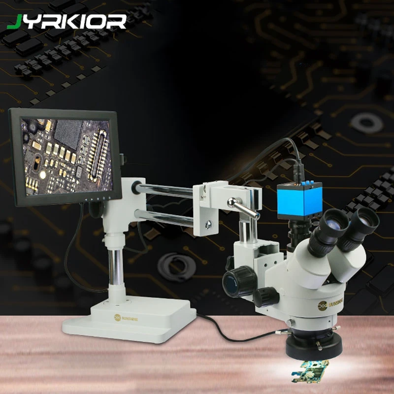 Jyrkior Sunshine SZM45T-STL2 Универсальный кронштейн 7X~ 45X непрерывный зум Тринокулярный Стерео микроскоп для инструмент для ремонта мобильных телефонов