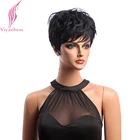 Yiyaobess короткий черный парик, вьющиеся волосы, синтетические натуральные афроамериканские парики для женщин, японское волокно