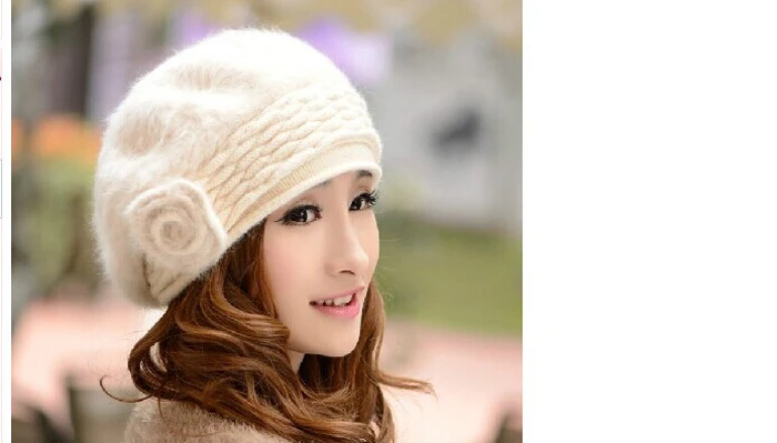 Женская зимняя меховая шапка для девушек набор меховых кепки с цветами женские