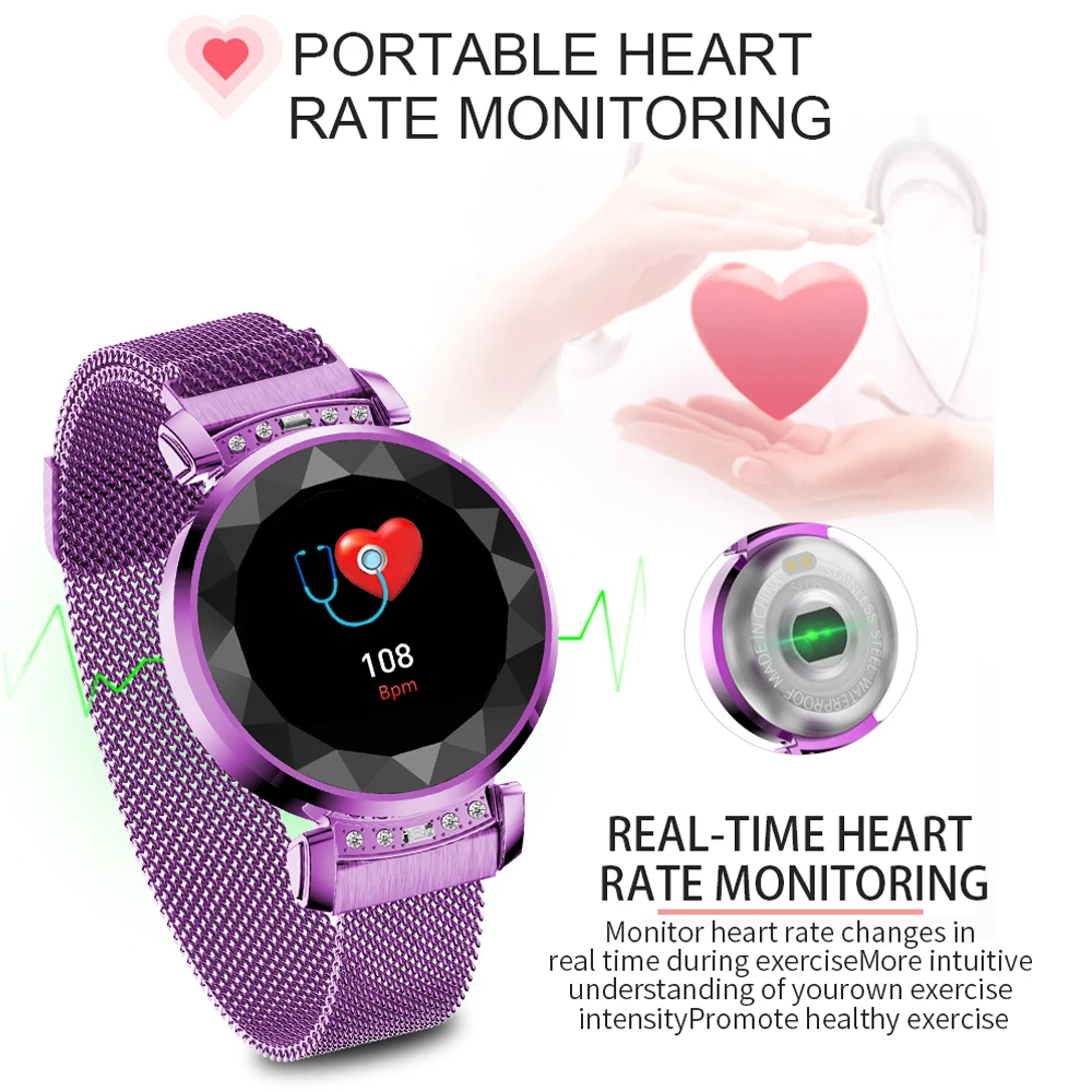 H2plus женские умные часы с монитором сердечного ритма фитнес-трекер браслет для