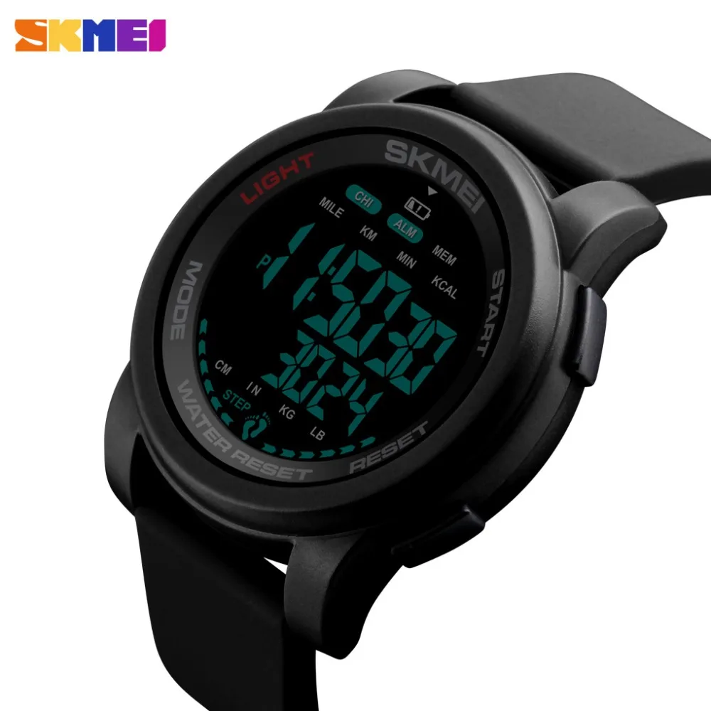 

SKMEI 2 Time Mileage Watches Mens Calorie Distance Digital Sport Wrist Watch For Men Pedometer Data Clock relogio masculino 1469